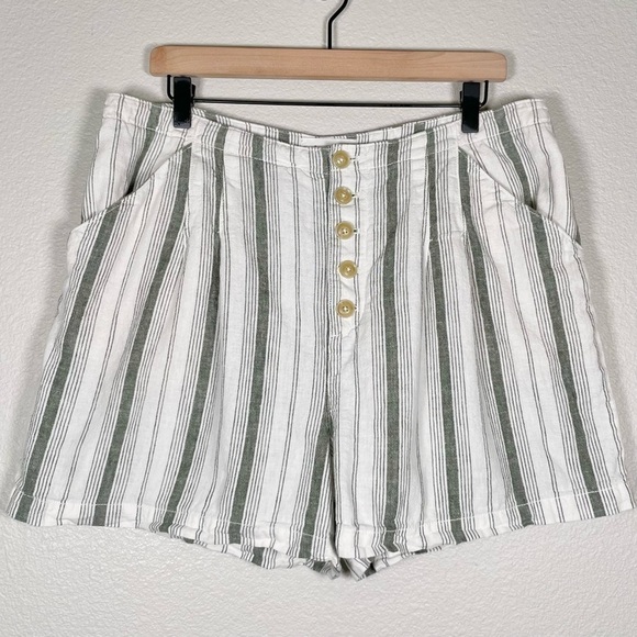 Anthropologie Beachgoer Striped Linen Blend Shorts - Picture 2 of 7